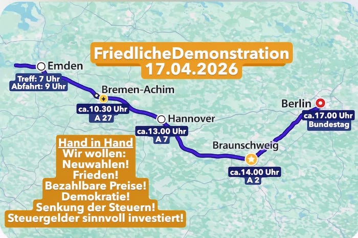 17.04. | friedliche Demo für Neuwahlen | Emden-Berlin