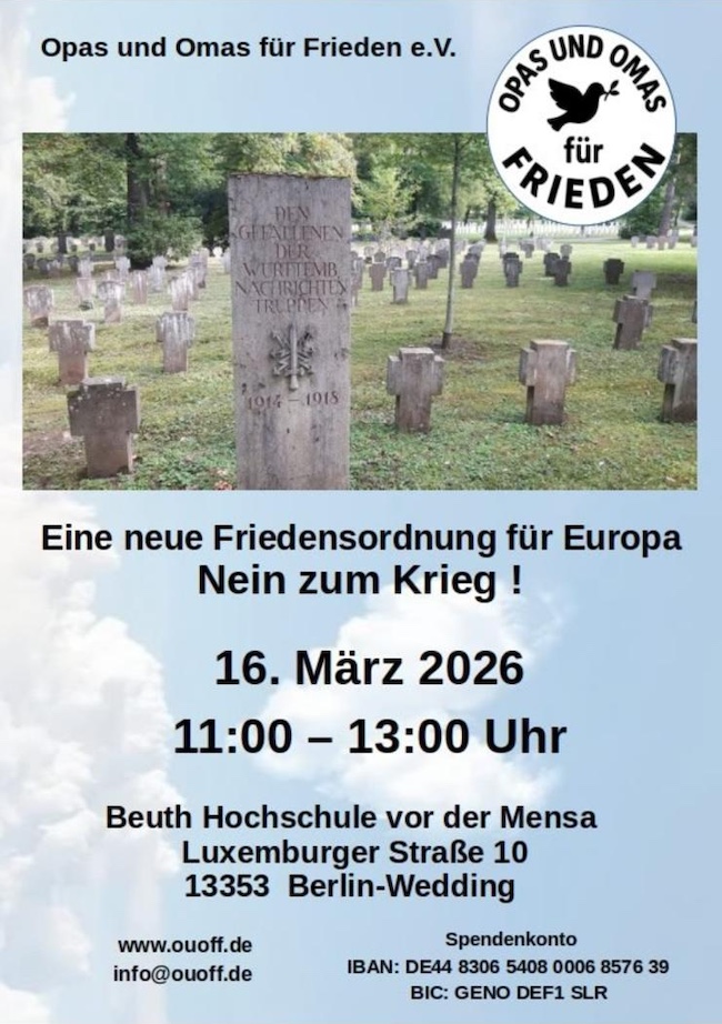 16.03. | Nein zum Krieg! | Berlin-Wedding