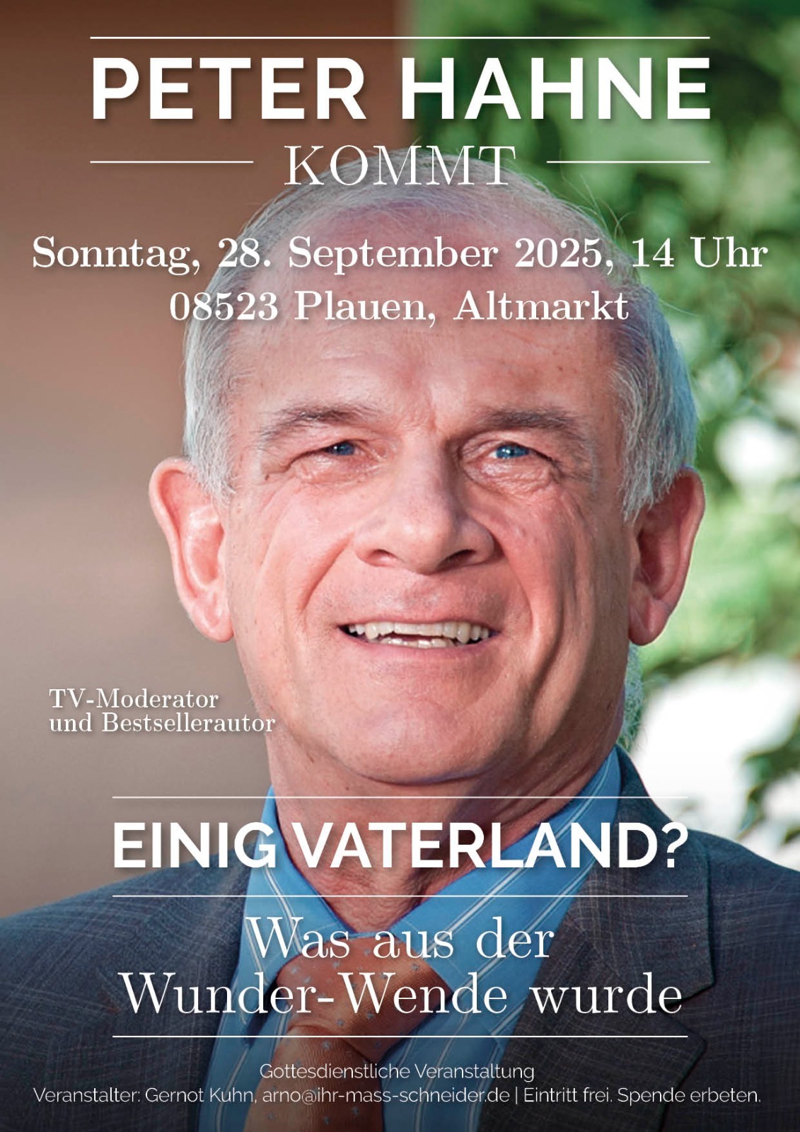 Peter Hahne, 28.09.25 in Plauen