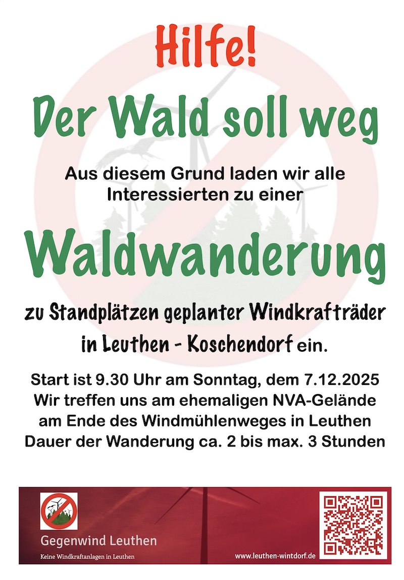 Hilfe! Der Wald soll weg! Waldwanderung Leuthen - 07.12.2025 | 09.30 Uhr